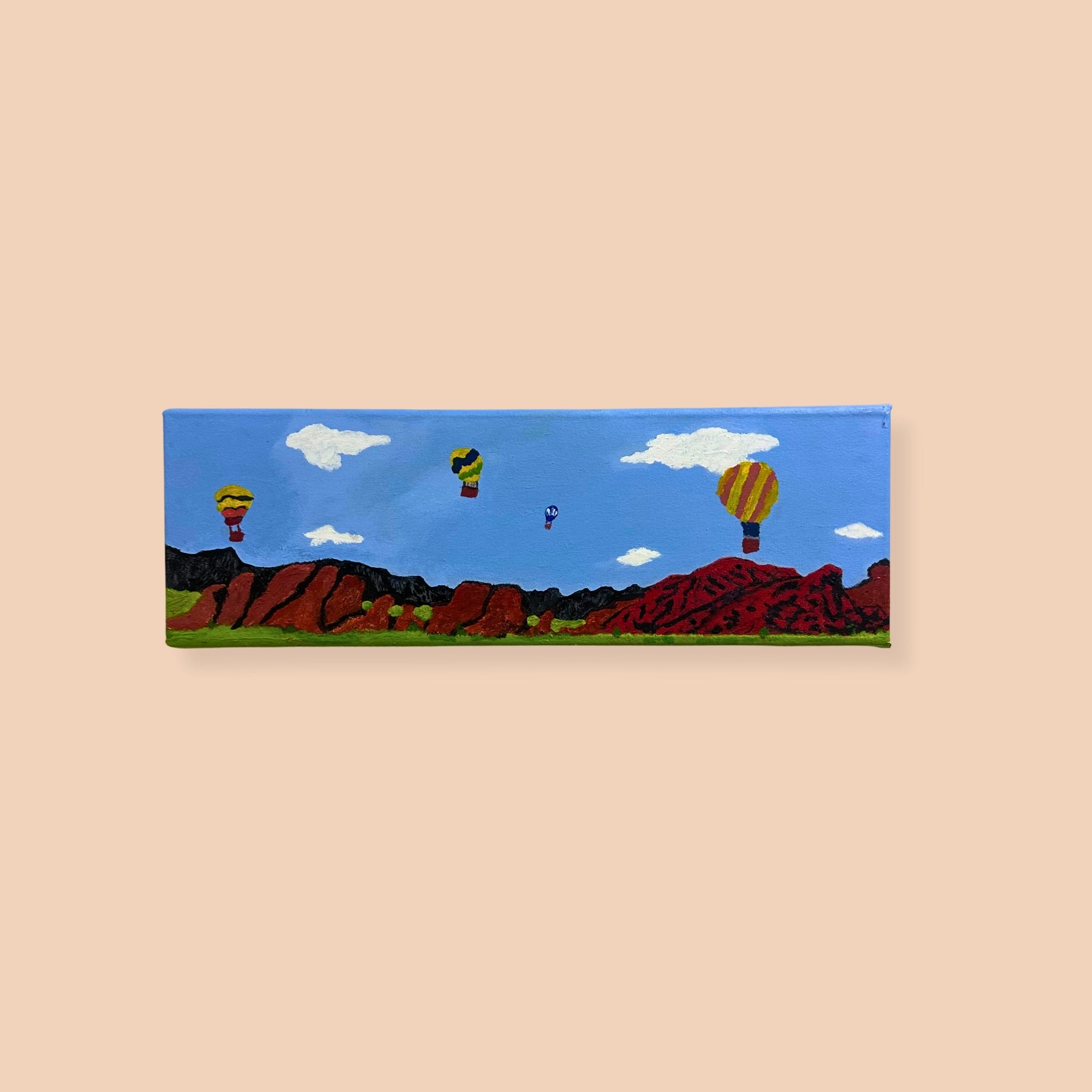 All the people in big balloons taking pictures of Countryside by Billy Tjampitjinpa Kenda