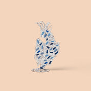Painted Metal Bird - White & Blue