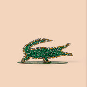 Painted Metal Crocodile - Green & Yellow