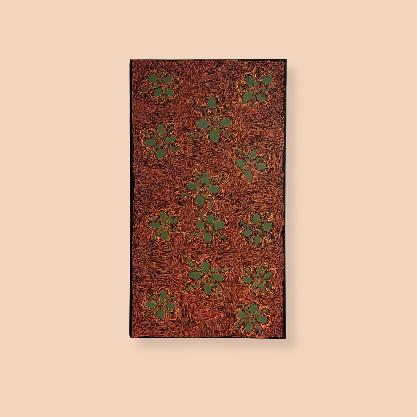 Rectangular mat with floral pattern on a beige background